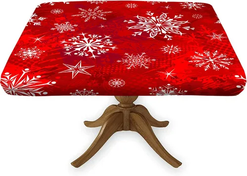 Vista 14 de Mantel cuadrado geométrico, ajustable, color turquesa, verde azulado degradado, con borde elástico, resistente a derrames y manchas, para mantel
