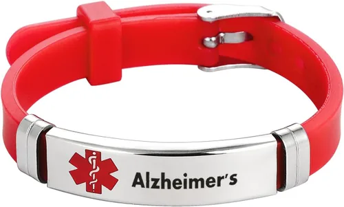Vista 12 de TGLS Pulsera de identificación de alerta médica roja para mujer, acero inoxidable, para primeros auxilios de emergencia, alerta de salud, pulsera