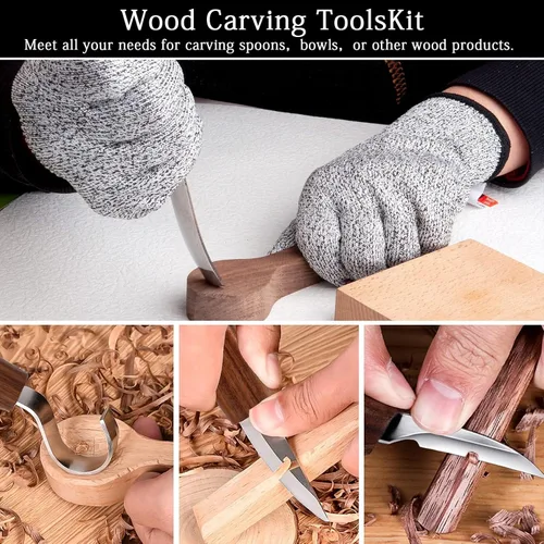Vista 6 de Kit de tallado de madera, 23 piezas de herramientas de tallado de madera con 4 cuchillos de tallado de madera, 6 cuchillos de detalle, 6 bloques
