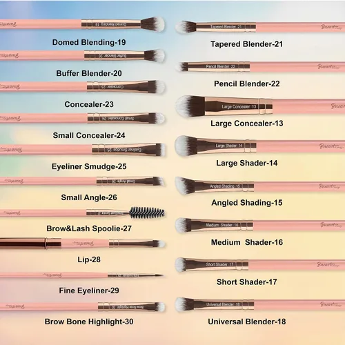 Vista 9 de Bueart Design Juego de 30 piezas de brochas de maquillaje profesional de lujo con estuche extra grande para base, mezcla facial, colorete