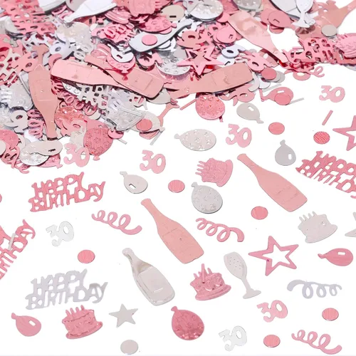Vista 7 de Confeti de cumpleaños número 13, confeti de oro rosa número 13, confeti de papel de aluminio metálico, estrella para pastel de cumpleaños, confeti