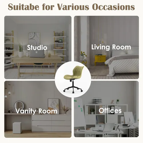 Vista 8 de YOUNUOKE - Silla de escritorio sin brazos con ruedas, sillas de oficina en casa, color verde aguacate PU Leather Comfy Task Chair with Wheels