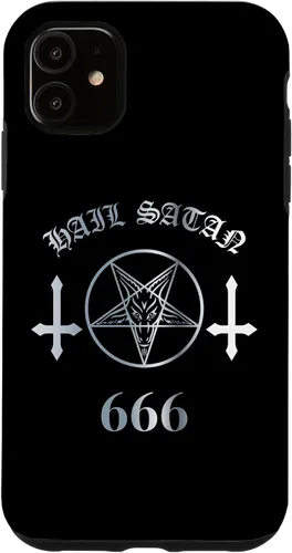 Vista 8 de iPhone 16 Upside Down Cross Satanic Pentagram Hail Satan 666 Case