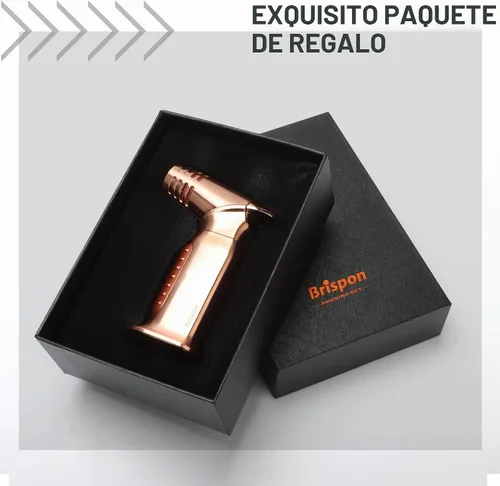 Vista 6 de Encendedor de antorcha, Quad 4 Jet Flame a prueba de viento de butano recargable con bloqueo de seguridad para cocina, parrilla, barbacoa, vela