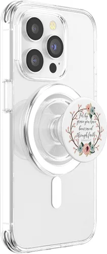 Vista 3 de Salvado por Grace Efesios 2:8 Rosa Azul Floral Versículo de la Biblia PopSockets MagSafe PopGrip para iPhone