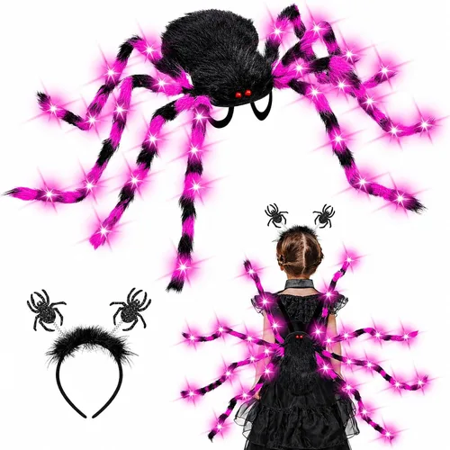 Vista 11 de Garma Light Up Spider Costume for Kids, 60 LED Halloween Spider Backpack Azul y negro