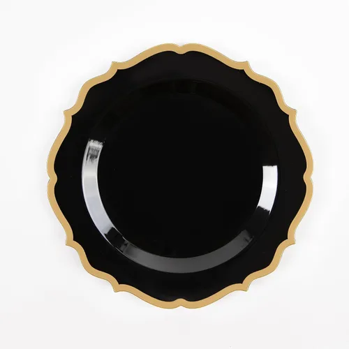 Vista 6 de PLASTICPRO Juego de 32 elegantes platos desechables de plástico que incluye 16 platos llanos y 16 platos de ensalada, platos de fiesta resistentes