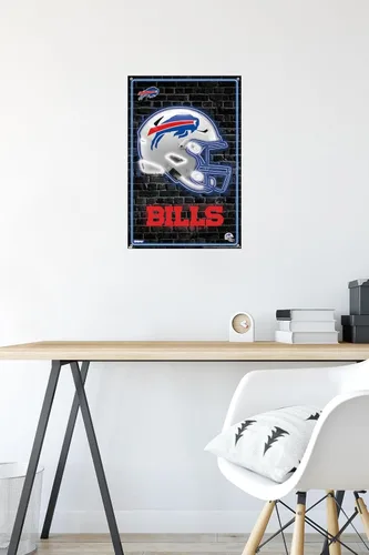 Vista 6 de Trends International NFL Buffalo Bills - Póster de pared con casco neón 23, 14.72 x 22.37 pulgadas, paquete de póster y alfiler de primera calidad