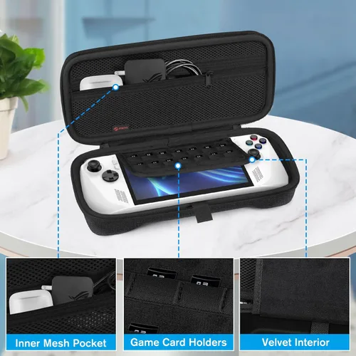 Vista 3 de Fintie Case for ASUS ROG Ally X 2024 ROG Ally 2023, Shockproof Protective Cover Hard Shell with Inner Pocket & 14 Game Card Slots for ASUS ROG Ally