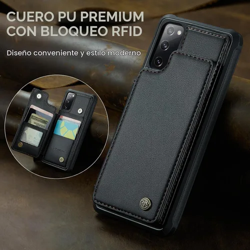 Vista 8 de Vinich Funda tipo cartera para Samsung Galaxy S20 FE con tarjetero, color Negro