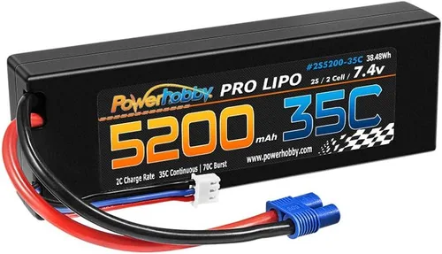 Vista 6 de Powerhobby 2S 7.4v 5200mah 35c Lipo Batería con EC3 Plug 2-Cell (paquete de 2) Compatible con: Losi Proboat ECX Vaterra