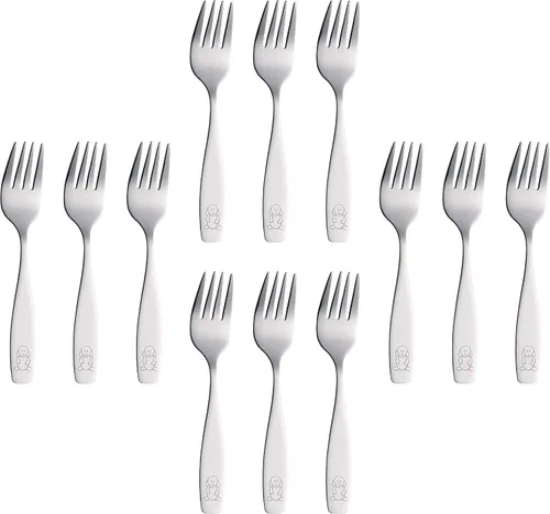 Vista 16 de ANNOVA Cubertería para niños con acabado mate, de alta calidad, de acero inoxidable, tenedores, cucharadas, utensilios para niños, oxidados