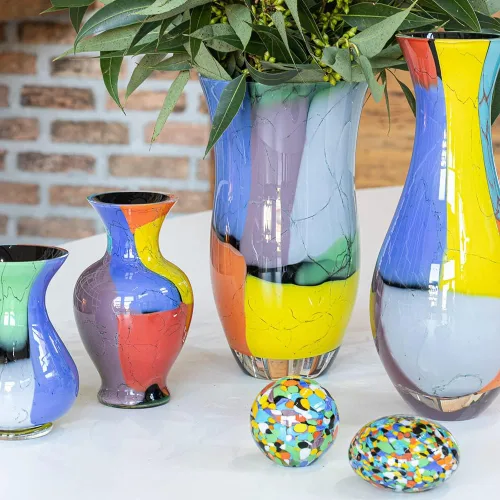 Vista 4 de Ca D Oro Bola Grande Pisapapeles Multicolor Confeti Soplado a Mano Estilo Murano Arte Vidrio