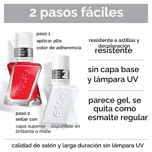 Vista 4 de essie Gel Couture - Esmalte de uñas de larga duración, rojo escarlata, Rock the Runway, 0.46 onzas (paquete de 2)