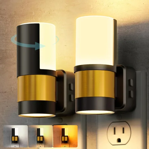 Vista 9 de Briignite - Luces nocturnas led enchufables, 3CCT, sensor de anochecer a amanecer, de 3000 K, regulable para pasillo, dormitorio, escalera, paquete