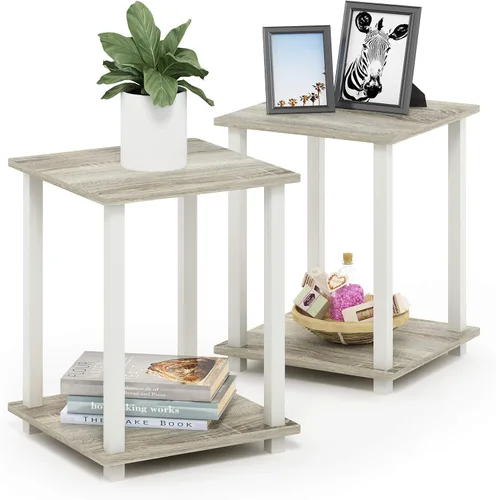 Vista 22 de Furinno Mesa auxiliar con marco de metal simplista, 1 paquete, pino ámbar
