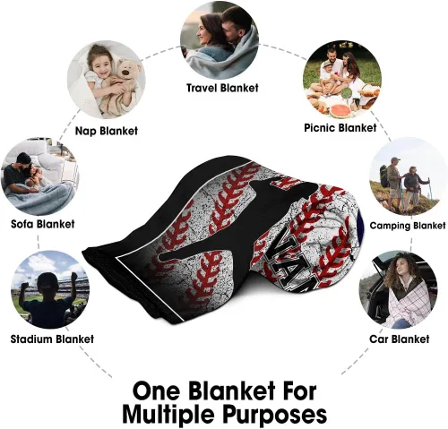 Vista 6 de TEEMAN Manta de béisbol personalizada para niño, regalos de noche de béisbol para adultos mayores 2024, manta de bandera estadounidense, regalos