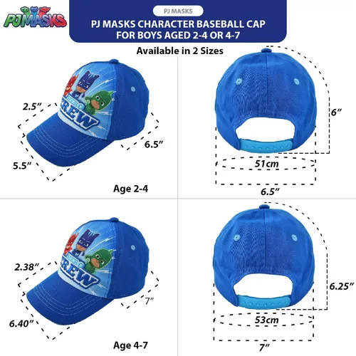 Vista 7 de PJ Masks Gorra de béisbol de algodón para niños con bordado (de 2 a 7 años)