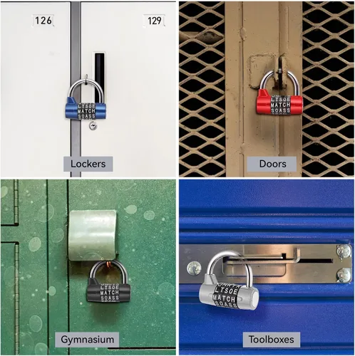 Vista 6 de Cerradura de combinación de 5 letras, candado de seguridad, cerradura de combinación sin llave, cerradura de metal reiniciable, para escuela