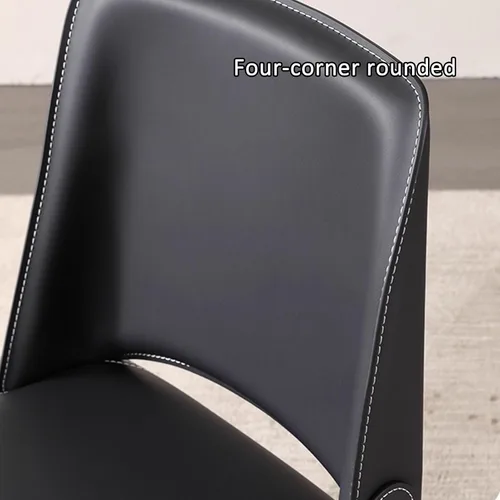 Vista 6 de JKGHK Leather Dining Chairs, Armless Room Chairs, Upholstered Kitchen Chair with Backrest, Side Chair with Metal Legs, for Bedroom, Cafe Brown