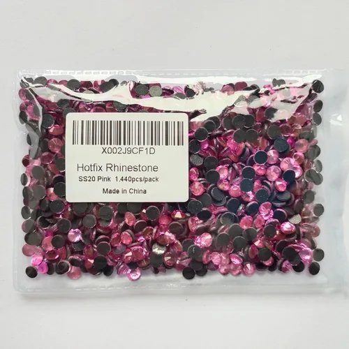 Vista 5 de Hot Fix Rhinestones 10 Gross (1440 piedras/paquete) Hotfix Rhinestones (rosa, SS20)