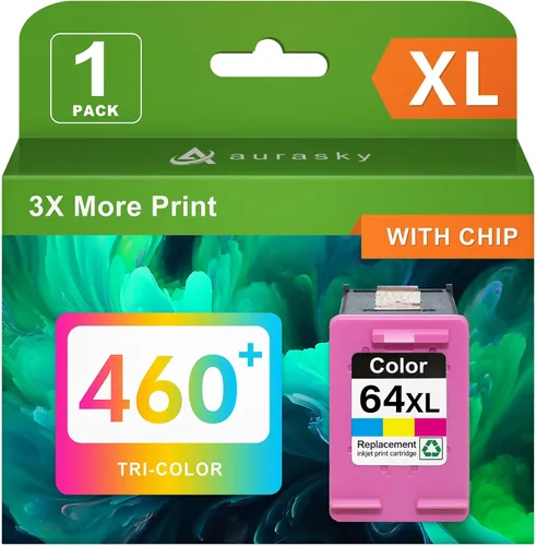 Vista 10 de 64XL - Cartuchos de tinta negros de alto rendimiento para 64XL, repuesto compatible con HP Envy Photo 7800 7855 7858 7155 7120 7158 7100 7164 6200