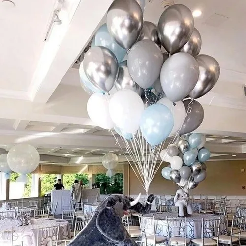 Vista 5 de Jonhamwelbor Globos cromados plateados metálicos, paquete de 50 globos de látex plateado brillante de 12 pulgadas para mujeres, hombres, niños