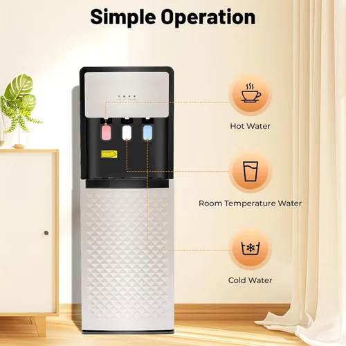 Vista 6 de Dispensador de enfriador de agua de carga inferior, dispensador de agua caliente de botella de 5 galones, con 3 ajustes de temperatura, enfriador