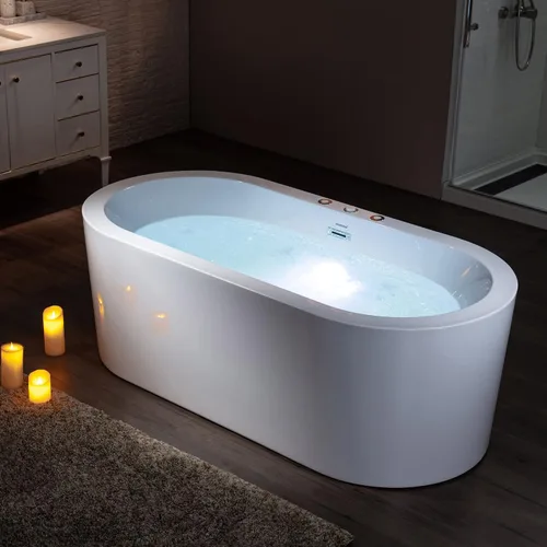 Vista 17 de WOODBRIDGE 59" × 31-1/2" Hidromasaje compacto y aire, bañera de remojo climatizada Whirlpool & Air Bubble Jets (16 Jets), Adjustable Air Blower