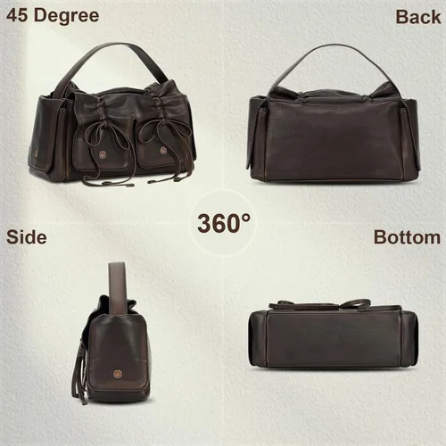 Vista 5 de YFGBCX Bolsos de diseñador para mujer, bolso multibolsillo, bolso Y2K, bolso de lazo de moda con acabado lavado, bolso vintage hobo bolso de otoño