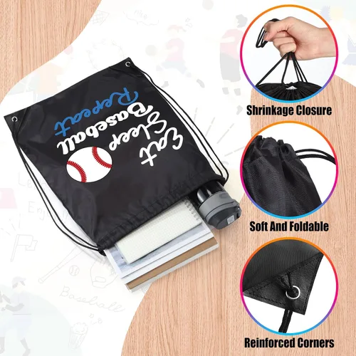 Vista 3 de Windyun - Bolsa grande con cordón de béisbol (16 unidades)