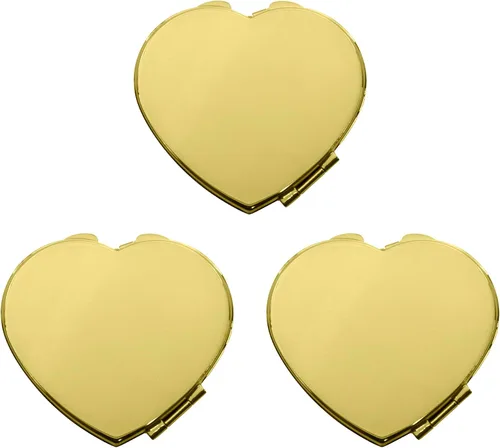 Vista 6 de Stephanie Imports Juego de 3 espejos compactos delgados con aumento de doble cara en forma de corazón
