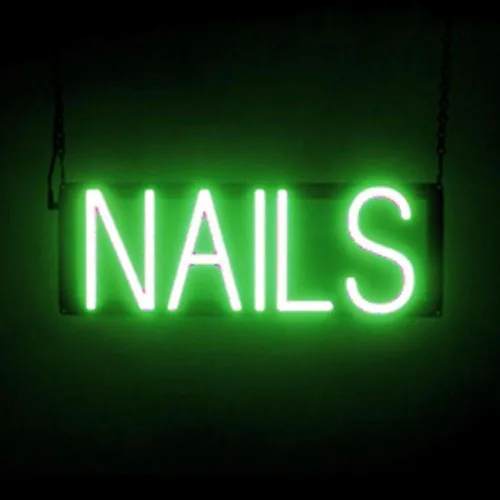 Vista 15 de SpellBrite MANI-PEDIS - Letrero para salones de manicura Letreros relacionados con salones de uñas con aspecto de neón, luz LED roja 33.4 x 6.3