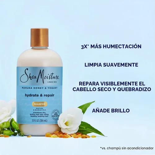 Vista 5 de SheaMoisture Champú Hidratar y Reparar Cabello Dañado con Miel de Manuka