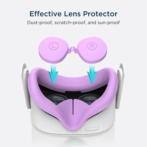 Vista 3 de KIWI design Almohadilla de silicona con protector de lente, accesorios de repuesto compatibles con Quest 2