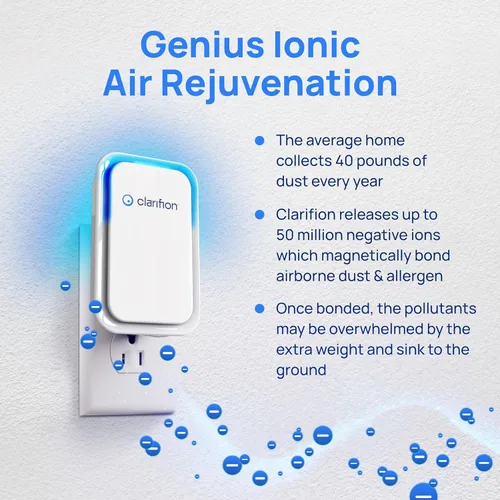 Vista 11 de Clarifion - Ionizadores de aire para el hogar (paquete de 3), sistema de filtración de iones negativos, ambientador de aire silencioso