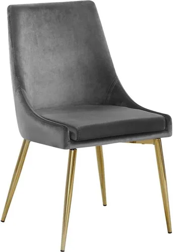 Vista 5 de Meridian Furniture Karina Collection Modern - Silla de comedor tapizada de terciopelo contemporánea con patas de metal resistentes, juego de 2, 19.5