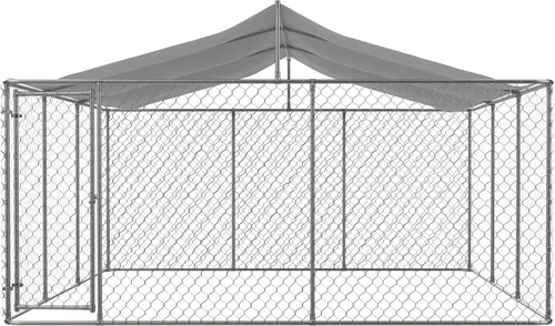 Vista 8 de IchbinGo Perrera grande para perros al aire libre, jaula resistente de acero galvanizado para perros con cubierta impermeable resistente a los rayos