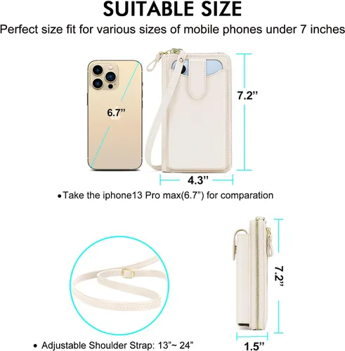 Vista 5 de Peacocktion - Bolso pequeño para teléfono celular, para mujeres, minibolso de hombro ligero para cruzarse por el cuello, con ranuras para tarjetas