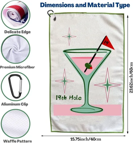 Vista 2 de Divertida toalla de golf, toallas de golf impresas para bolsas de golf con clip, regalo de golf para hombres, marido, novio, papá, regalos