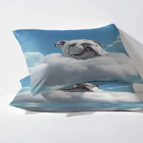 Vista 3 de Sábanas de bulldog francés tamaño King, sábanas de nube, sábanas y fundas de almohada estampadas de 4 piezas, sábana bajera ajustable de microfibra