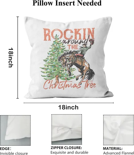 Vista 6 de Decoración navideña occidental: fundas de almohada de 18 x 18 pulgadas para dormitorio y sofá, decoración de árbol