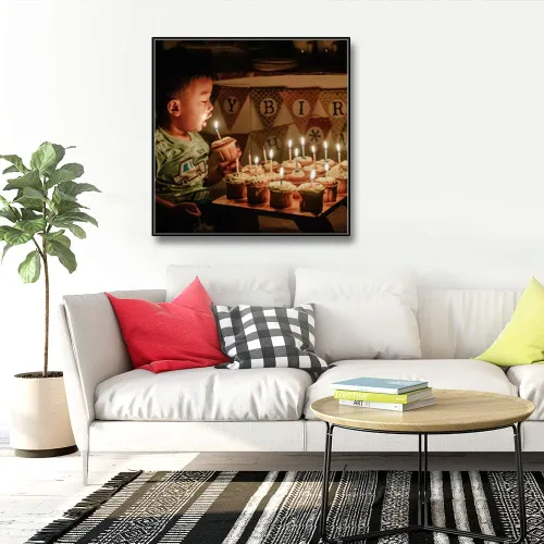 Vista 2 de SIGNFORD Lienzo enmarcado personalizado, arte de pared personalizado con fotos de fiesta de cumpleaños impresas digitalmente, 16 x 16 pulgadas