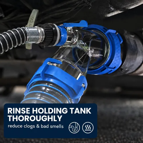 Vista 2 de Enjuagador de tanque negro para RV, codo transparente