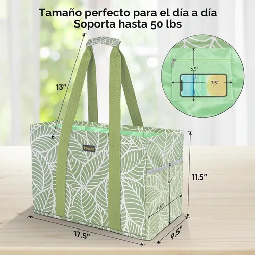 Vista 4 de BALEINE Suave bolsa de 9 galones extra grande, bolsa de almacenamiento plegable reutilizable (follaje antiguo)
