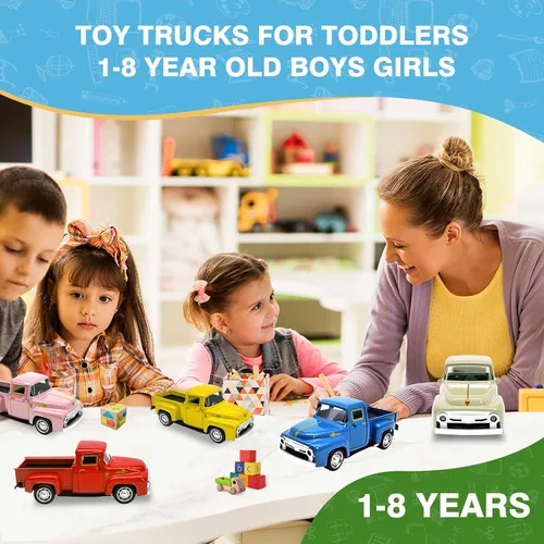 Vista 6 de Camión de juguete beige pequeño para niños pequeños de 2, 3, 4, 5, 6, 7, 8 años niños y niñas, coche de juguete de aleación 1:32 para niños pequeños