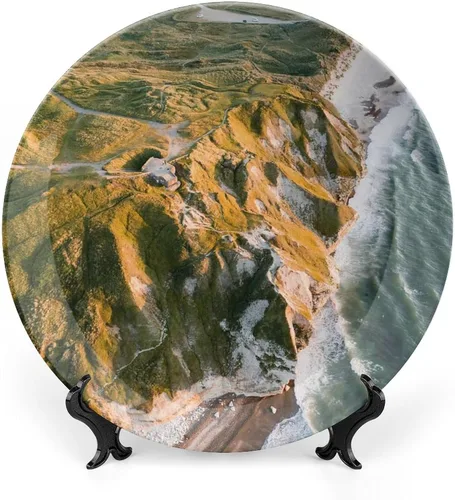 Vista 11 de Plato de cosecha de otoño de calabaza para decoración de pared de oficina en casa, plato decorativo con soporte de exhibición, adorno de cerámica