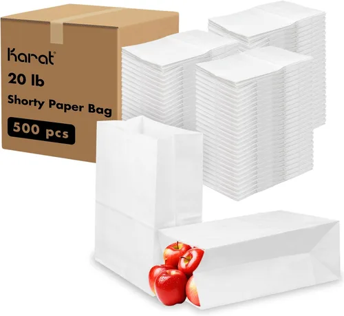 Vista 21 de Karat 1/8 Barrel Brown Kraft Paper Grocery Bags, 10.1x6.8x14.4 in, 500ct