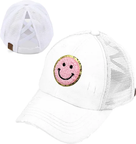 Vista 24 de Funky Junque Gorra de béisbol con cola de caballo cruzada, gorra de malla