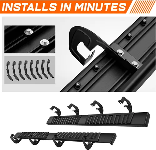 Vista 8 de Estribos de aluminio negro de 6 pulgadas, barras Nerf compatibles con Silverado Sierra 1500 2500 3500 Crew Cab 07-19